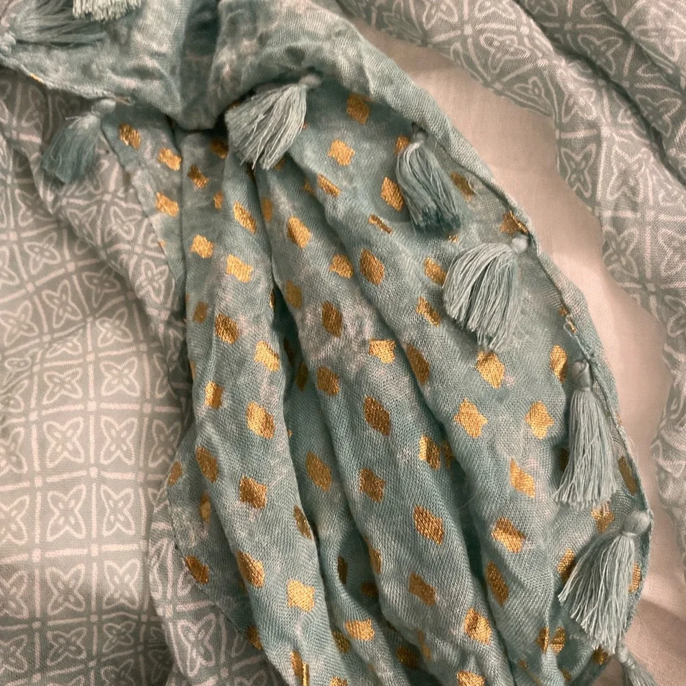 Anthropologie Teal Geometric Scarf NWT - Picture 5 of 7